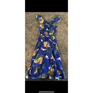 Vintage Hukilau Fashion Maxi Dress Size SmalFloral Print Cotton Hawaii‎ 70/80s